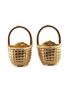 14 Karat Yellow Gold Basket Stud Earrings #18509