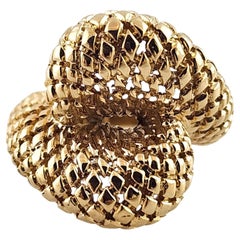 Anillo cruzado de oro amarillo de 14 quilates en forma de cesta, tamaño 5,75 #19802