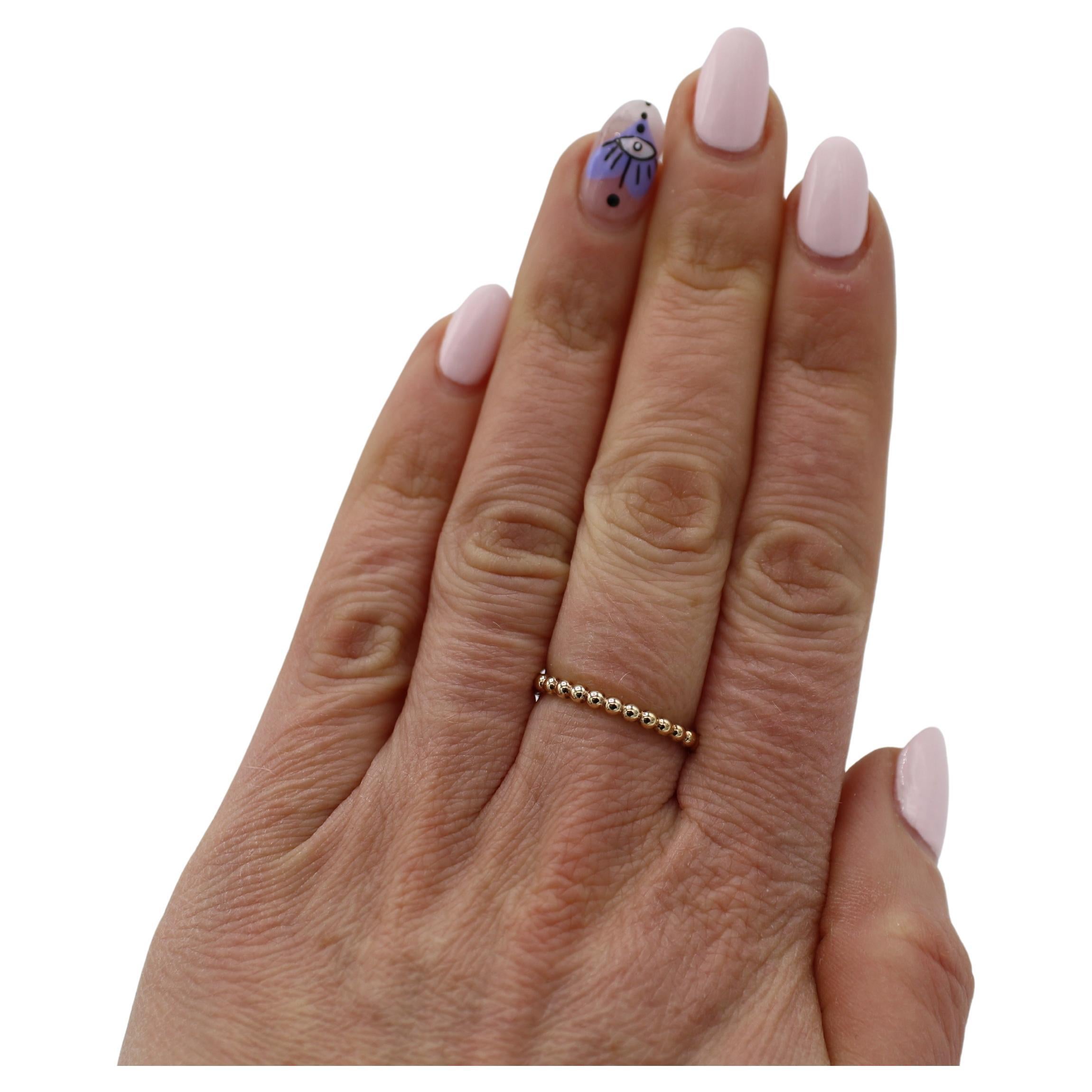 14 Karat Yellow Gold Beaded Ball Band Stacking Ring In Excellent Condition For Sale In  Baltimore, MD