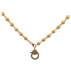 Collier à maillons 5 mm en or jaune 14 carats avec boule perlée et diamants 5,7 grammes