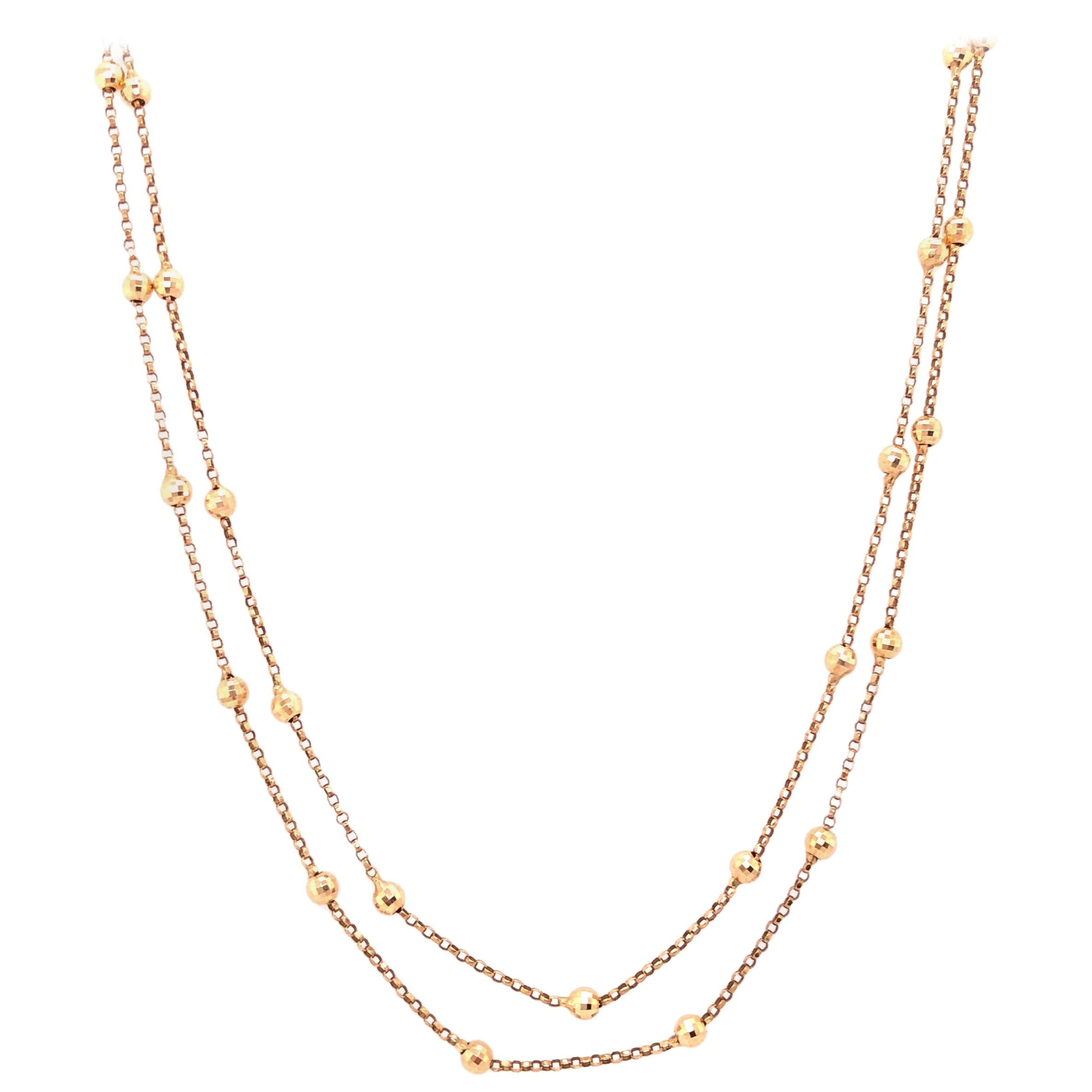 14 Karat Yellow Gold Beaded Fancy Link For Sale