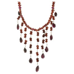 14 Karat Yellow Gold Beaded Garnet Necklace