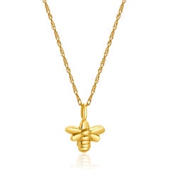 14 Karat Yellow Gold Bee Charm Necklace