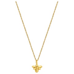 14 Karat Gelbgold Bienen-Charm-Halskette