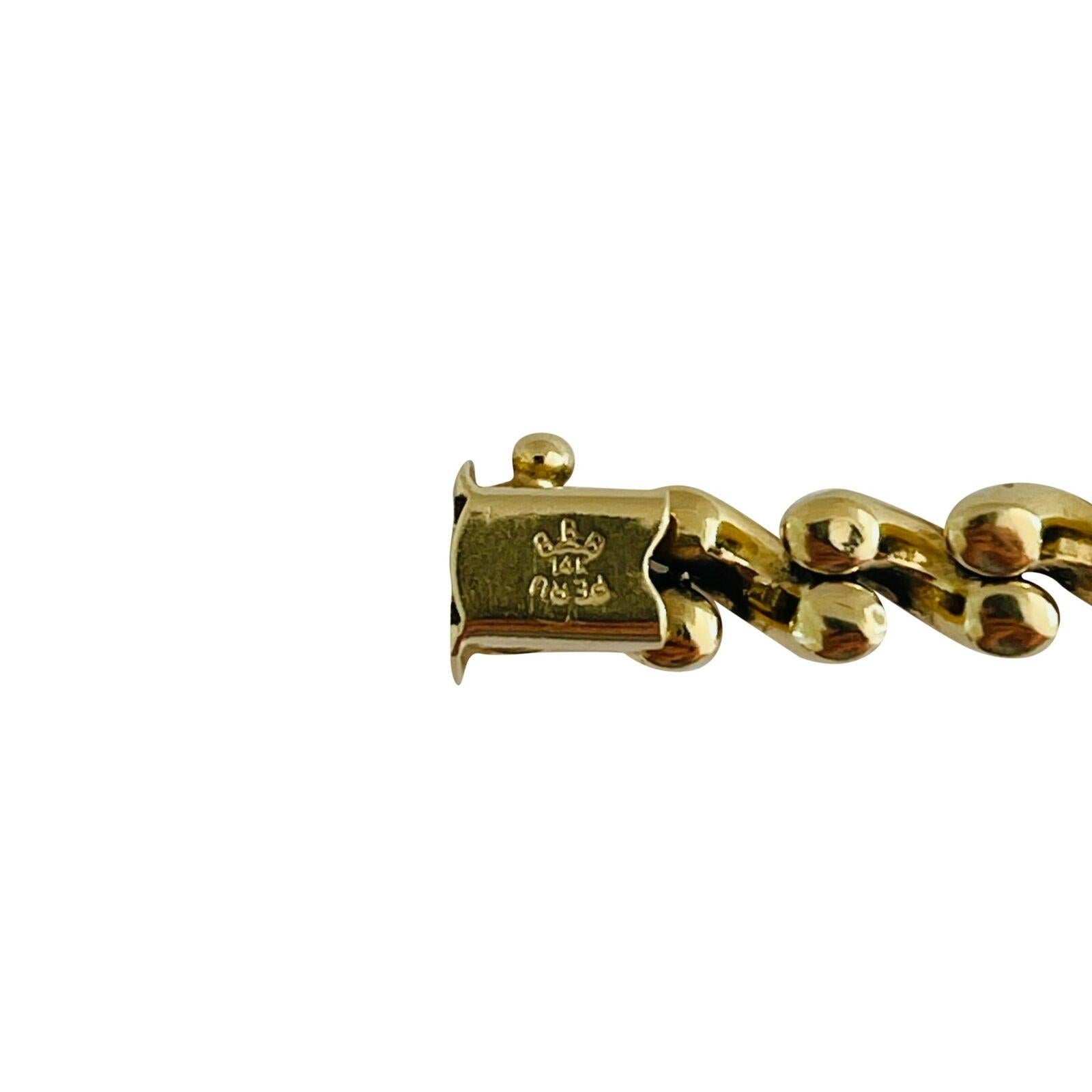Women's or Men's 14 Karat Yellow Gold Beveled Graduated Macaroni San Marco Link Bracelet