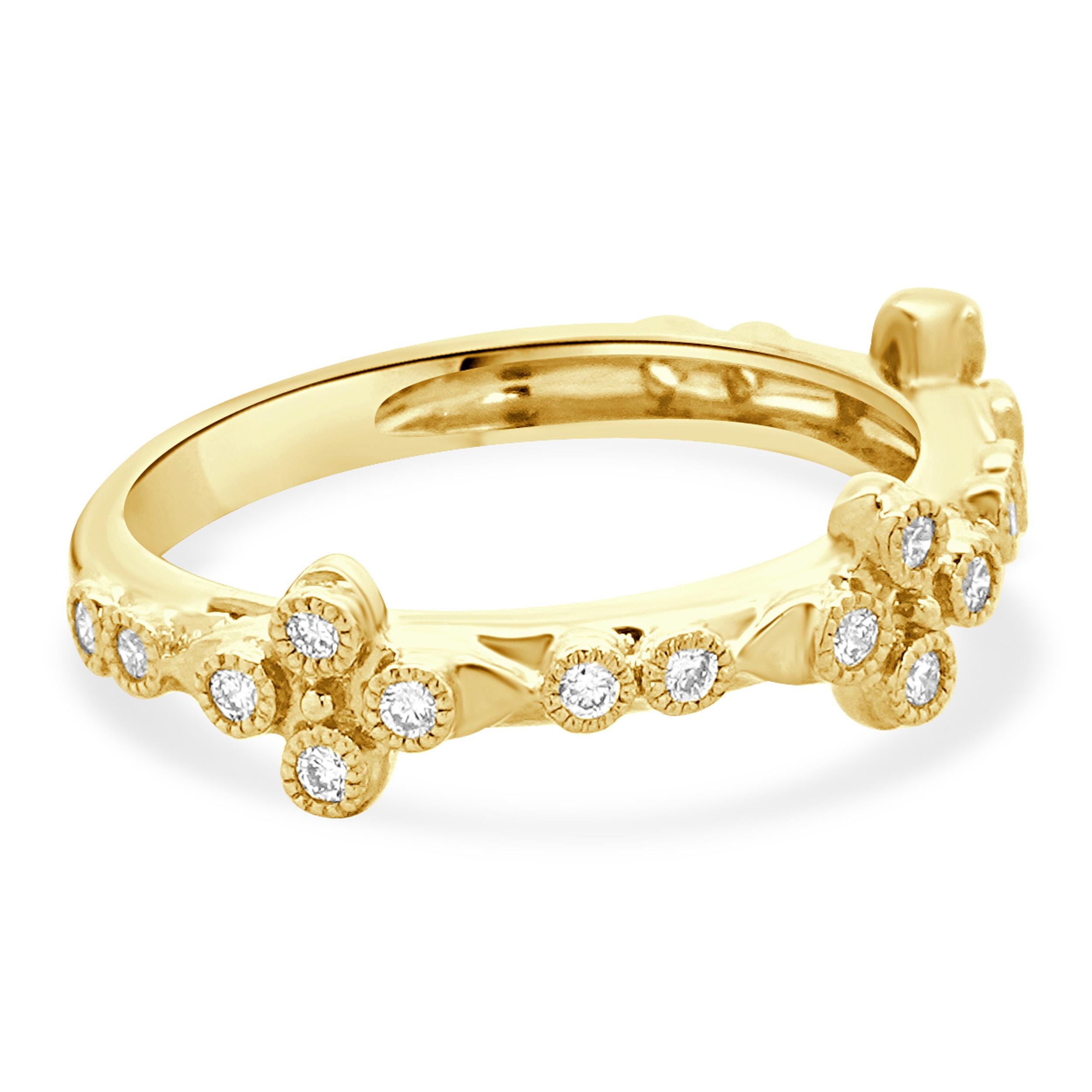 Bague en or jaune 14 carats sertie de diamants Excellent état - En vente à Scottsdale, AZ