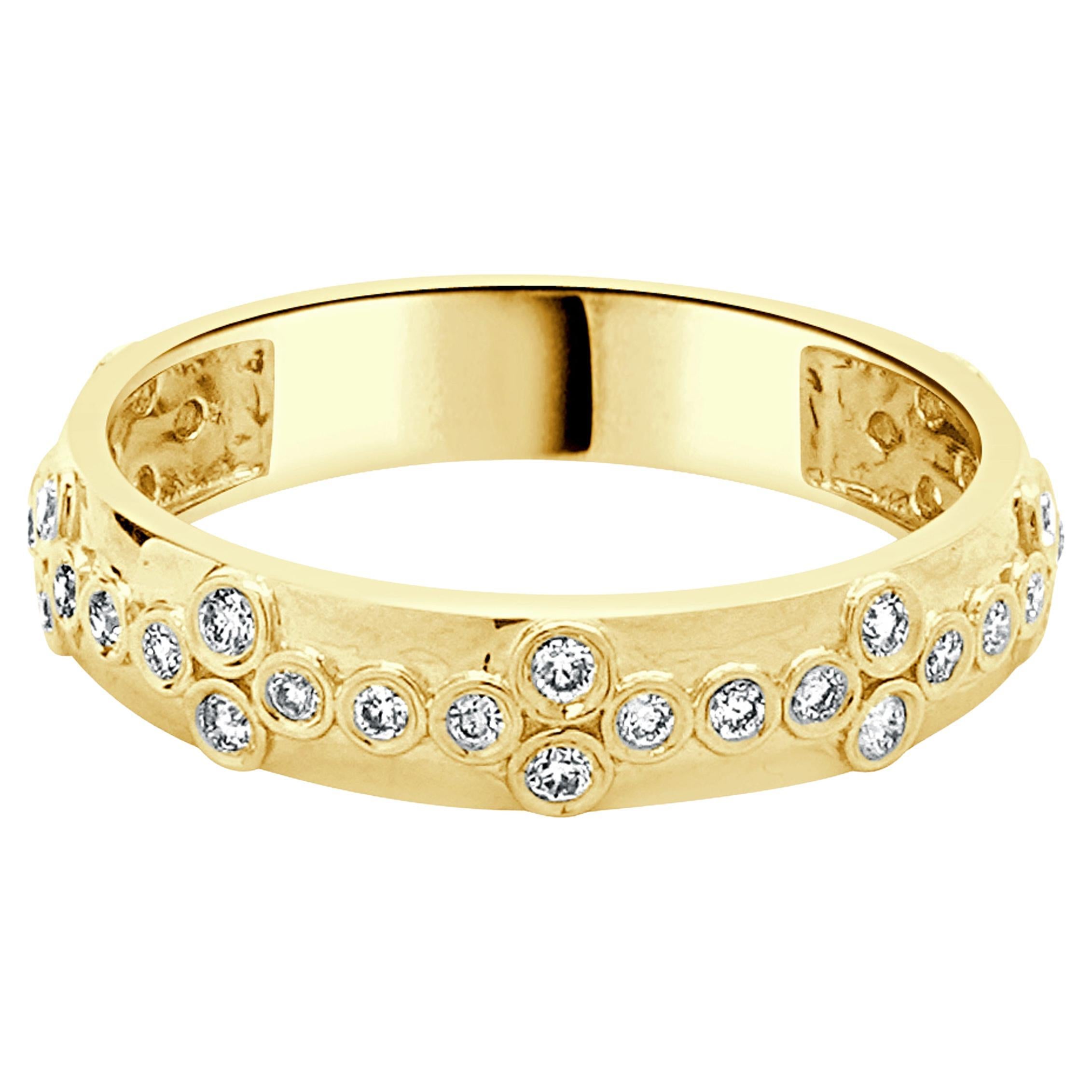 14 Karat Yellow Gold Bezel Set Diamond Band