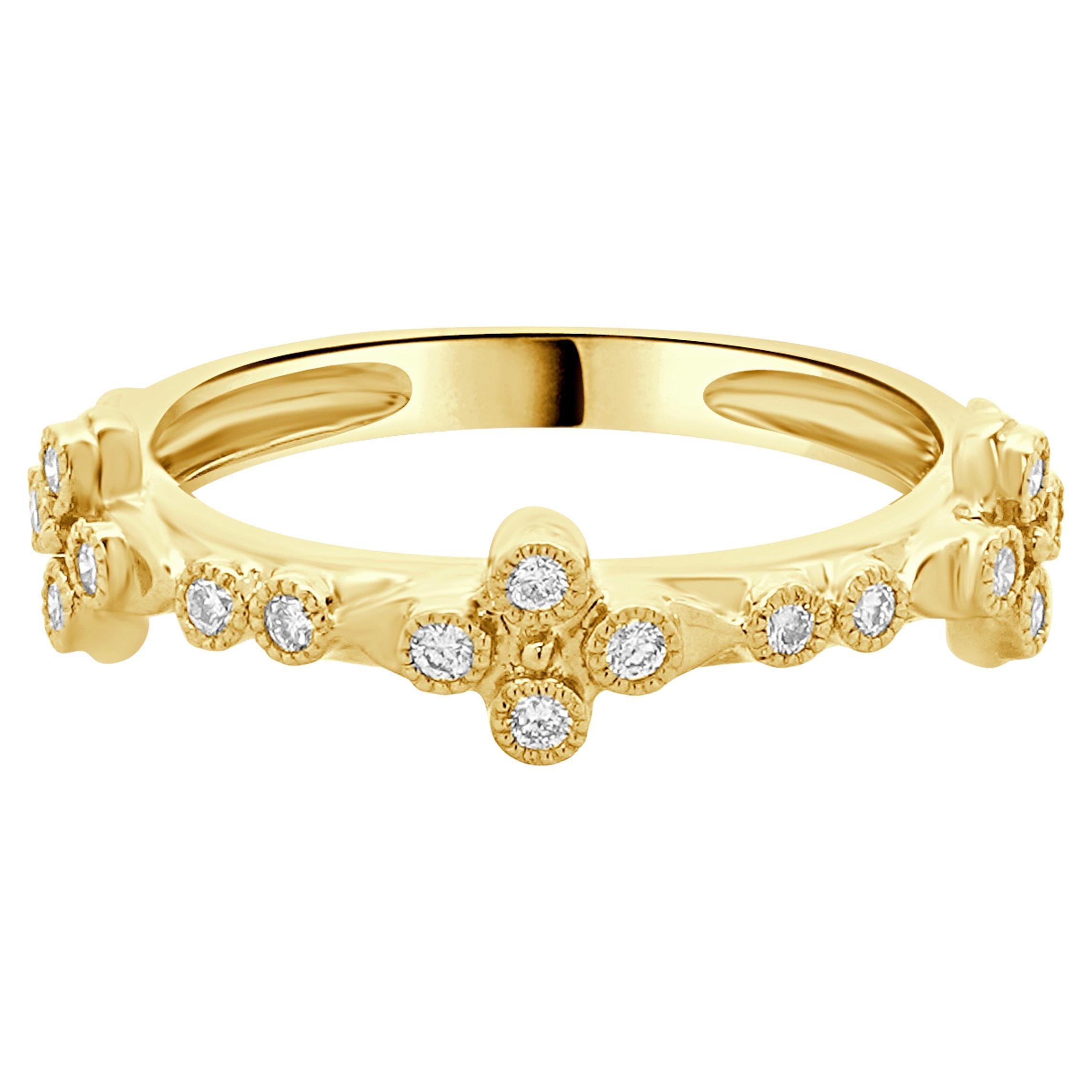 14 Karat Yellow Gold Bezel Set Diamond Band