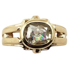Vintage 14 Karat Yellow Gold Bezel Set Diamond Ring Size 5.5 #18665