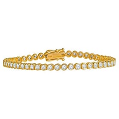 14 Karat Yellow Gold Bezel Set Diamond Tennis Bracelet