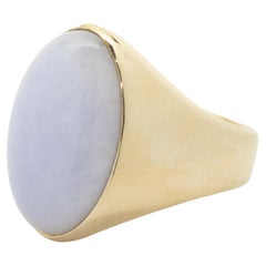 Lila Jade-Ring aus 14 Karat Gelbgold mit Lünettenfassung