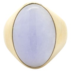 14 Karat Yellow Gold Bezel Set Purple Jade Ring