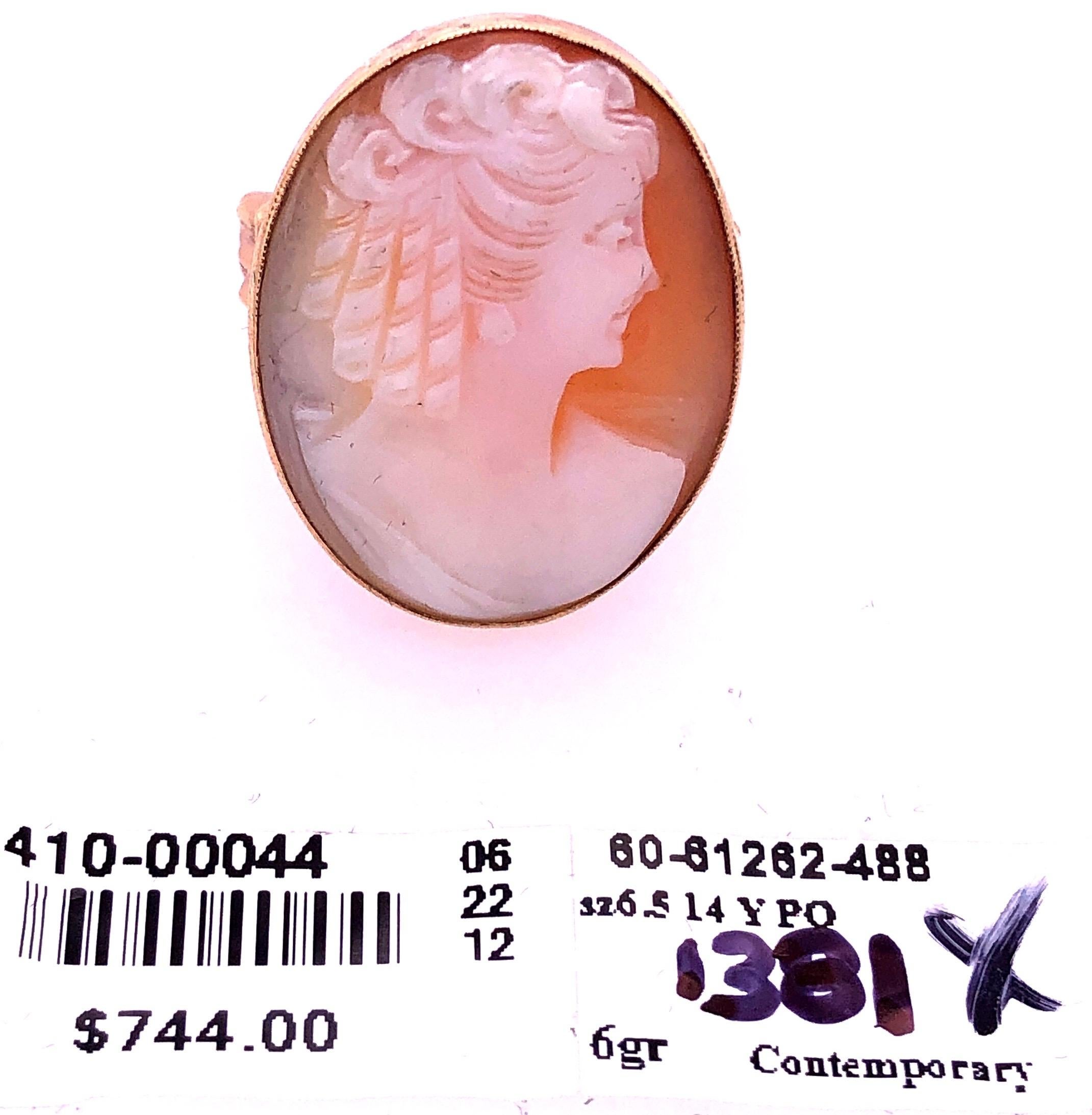 14 Karat Yellow Gold Bezeled Cameo Ring For Sale 6