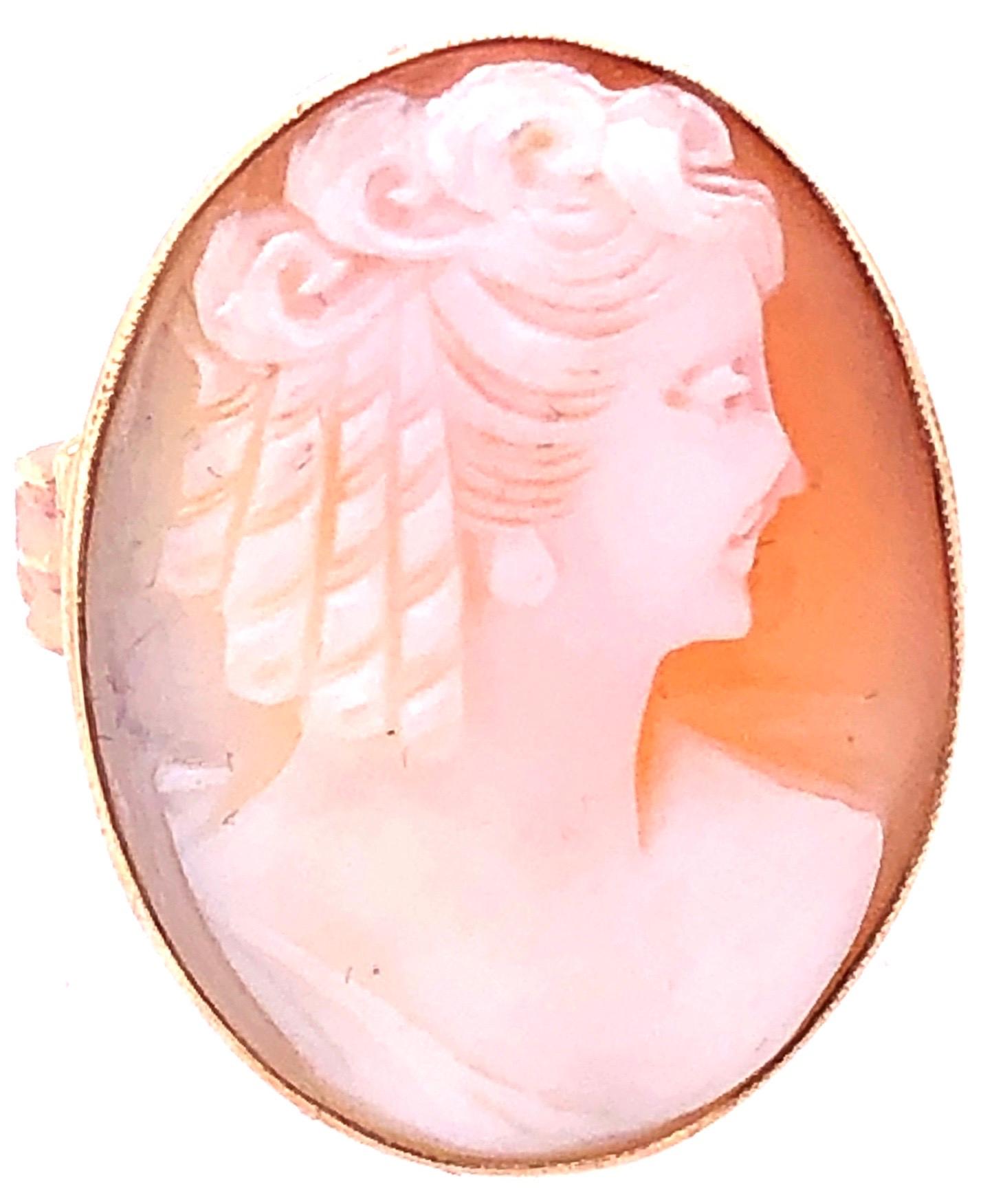 14 Karat Yellow Gold Bezeled Cameo Ring For Sale 1