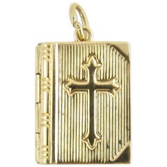 Vintage 14 Karat Yellow Gold Bible Locket Charm