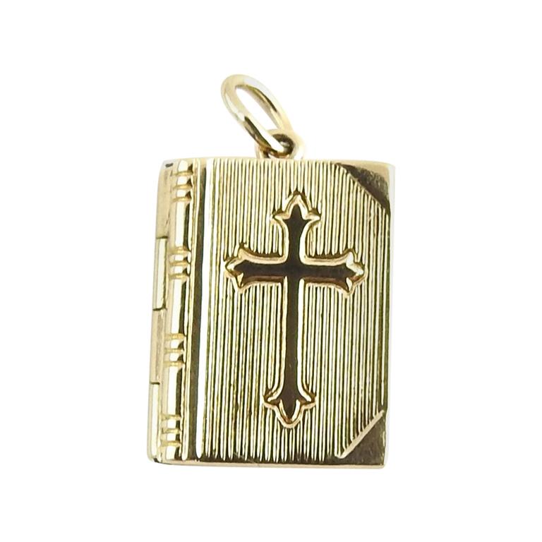 14 Karat Yellow Gold Bible Lord's Prayer Charm at 1stDibs