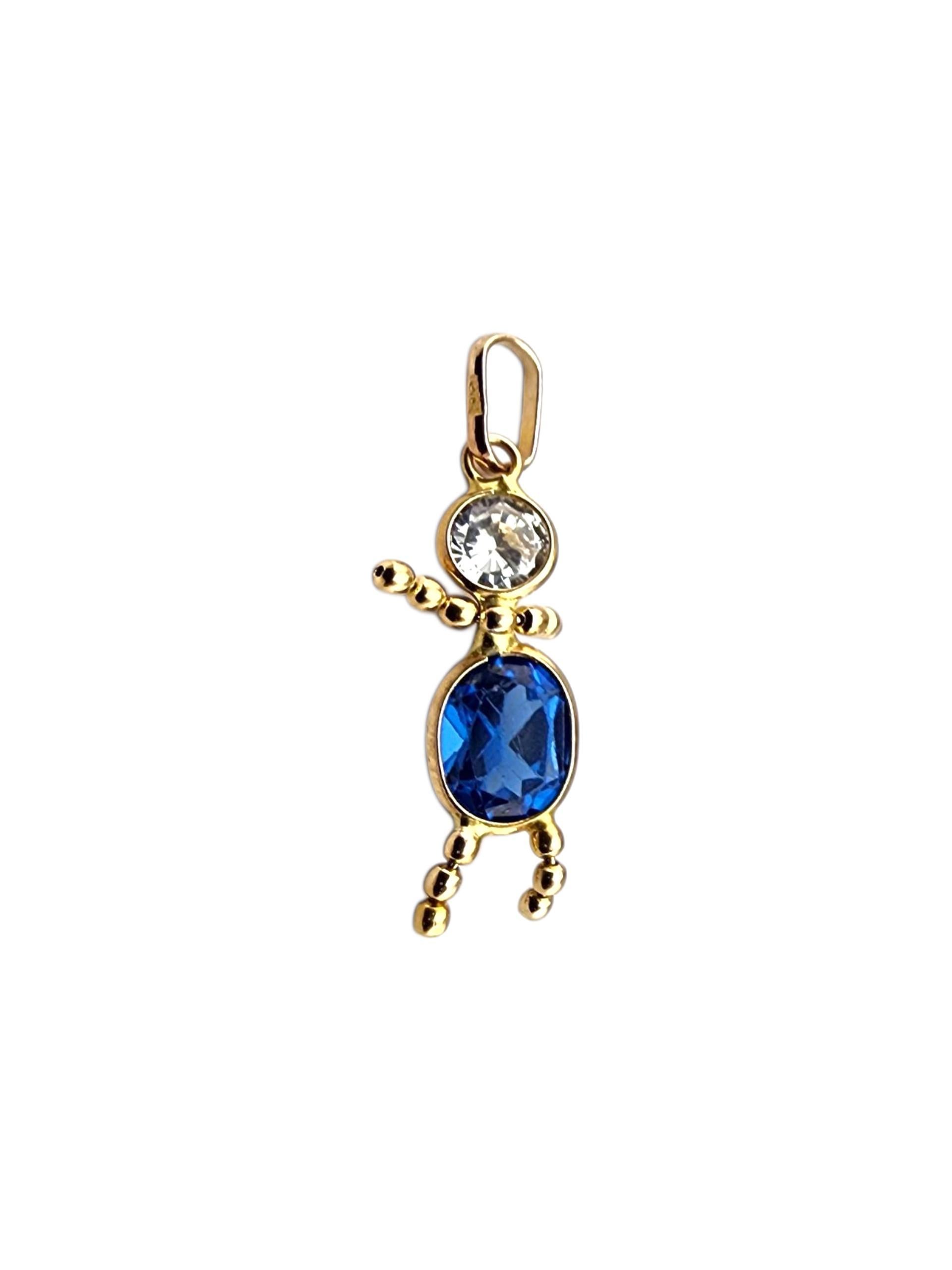 Contemporain Pendentif garçon en or jaune 14 carats avec pierre de naissance #23181 en vente