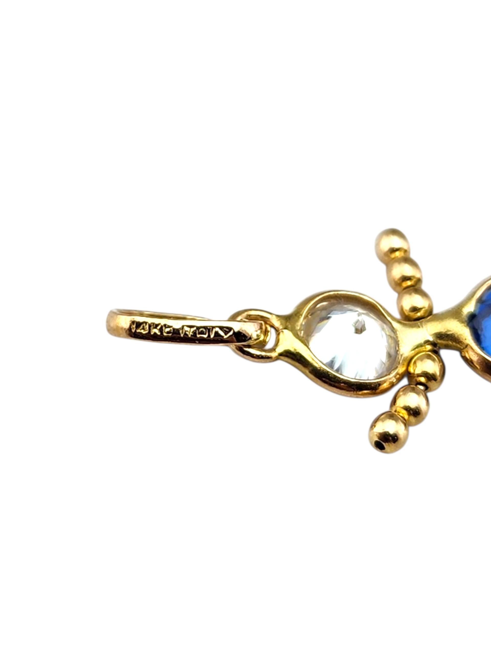 Pendentif garçon en or jaune 14 carats avec pierre de naissance #23181 en vente 2