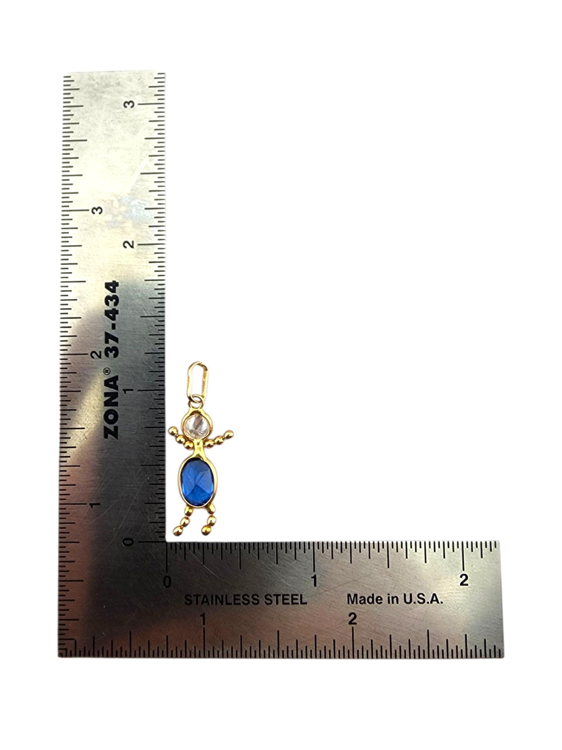 Pendentif garçon en or jaune 14 carats avec pierre de naissance #23181 en vente 3