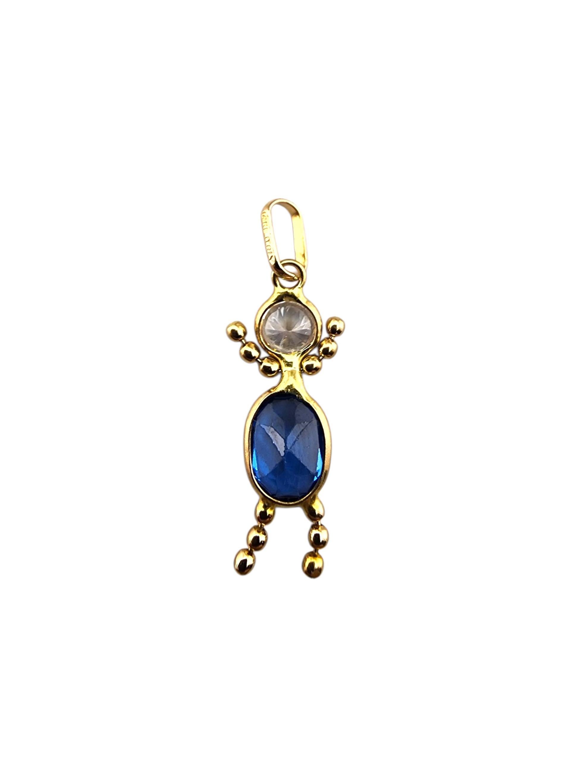 Pendentif garçon en or jaune 14 carats avec pierre de naissance #23181 en vente