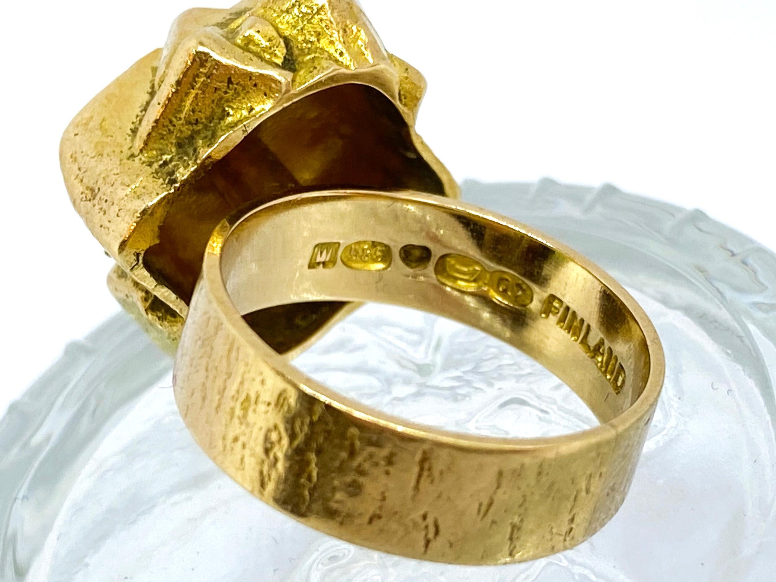 14 Karat Yellow Gold Björn Weckström 1969 Golden Geranium Ring 2