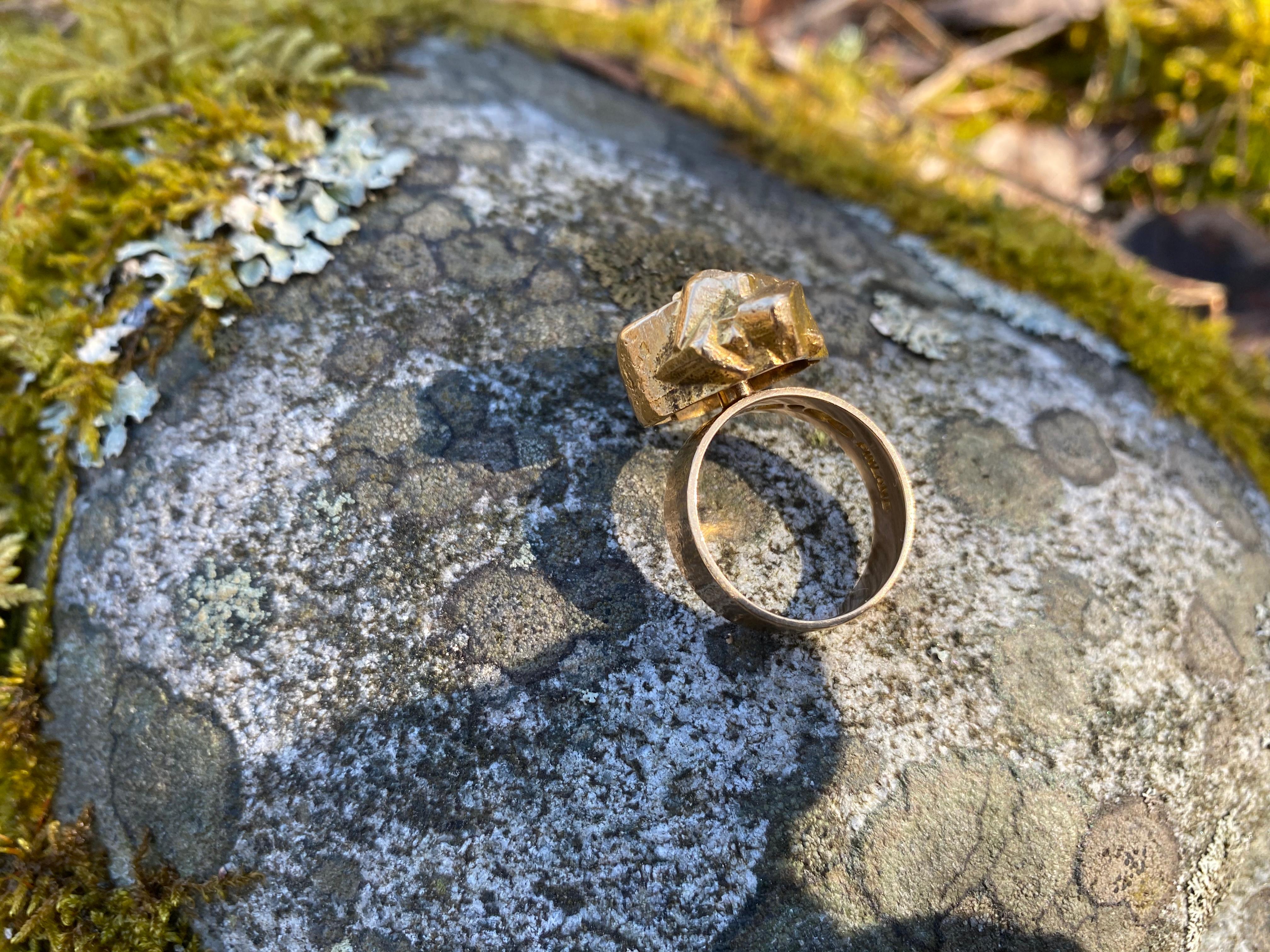 14 Karat Yellow Gold Björn Weckström 1969 Golden Geranium Ring 3
