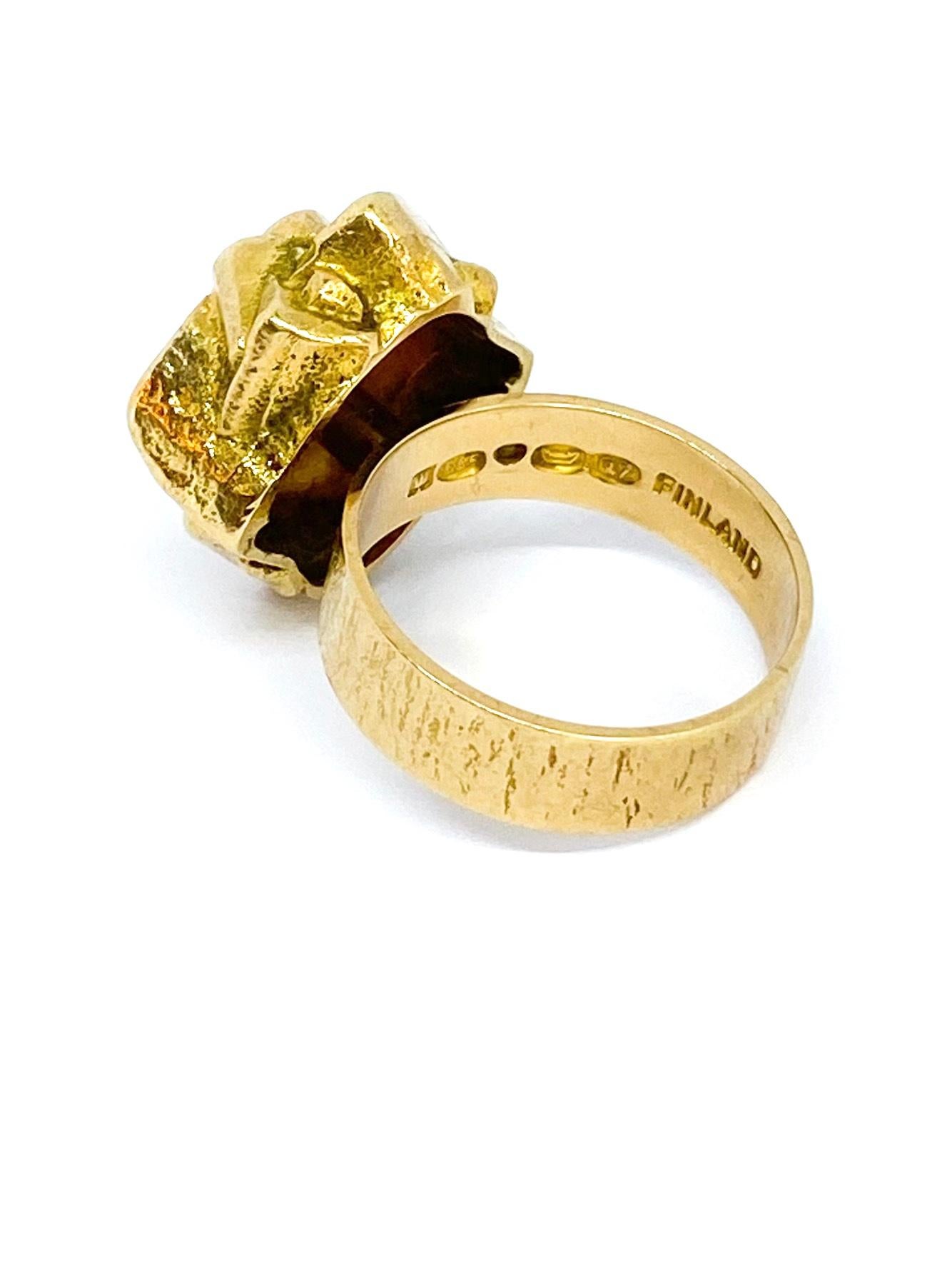 14 Karat Yellow Gold Björn Weckström 1969 Golden Geranium Ring For Sale at  1stDibs