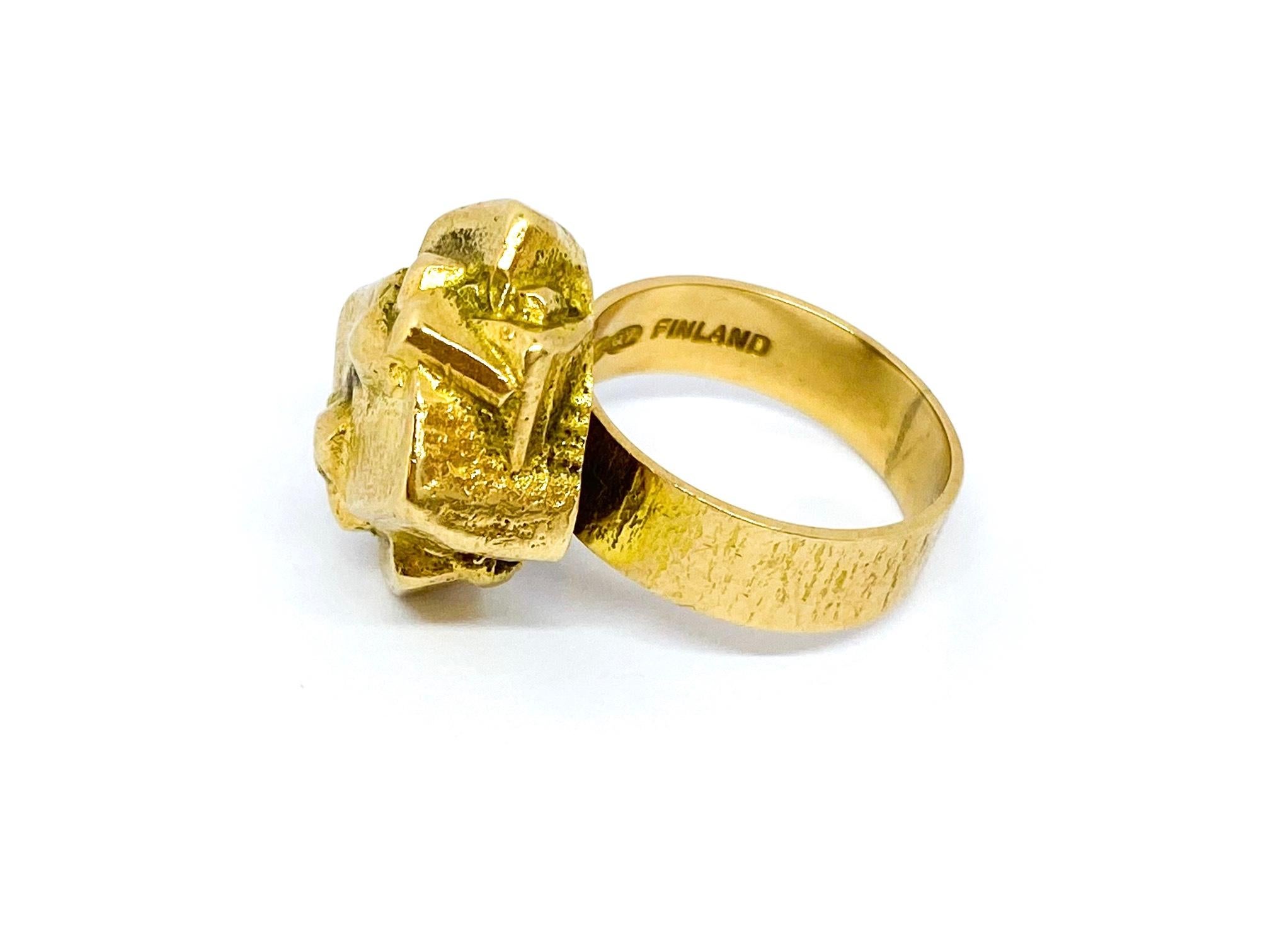 14 Karat Yellow Gold Björn Weckström 1969 Golden Geranium Ring In New Condition In Orimattila, FI