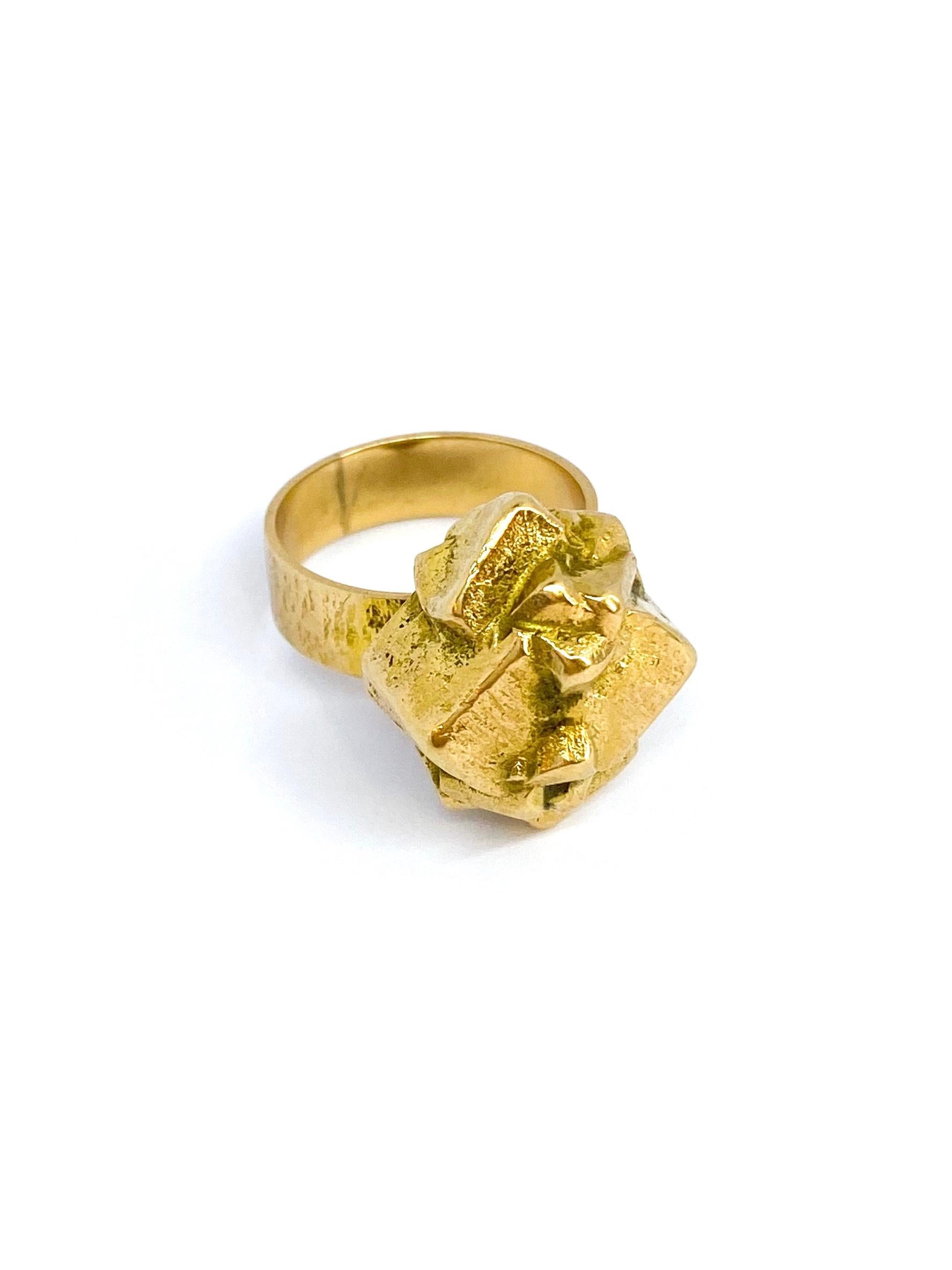 Women's or Men's 14 Karat Yellow Gold Björn Weckström 1969 Golden Geranium Ring