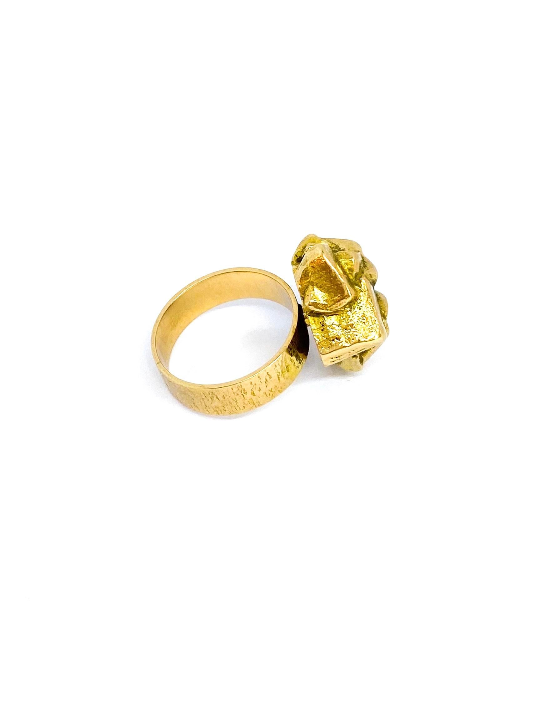 14 Karat Yellow Gold Björn Weckström 1969 Golden Geranium Ring 1
