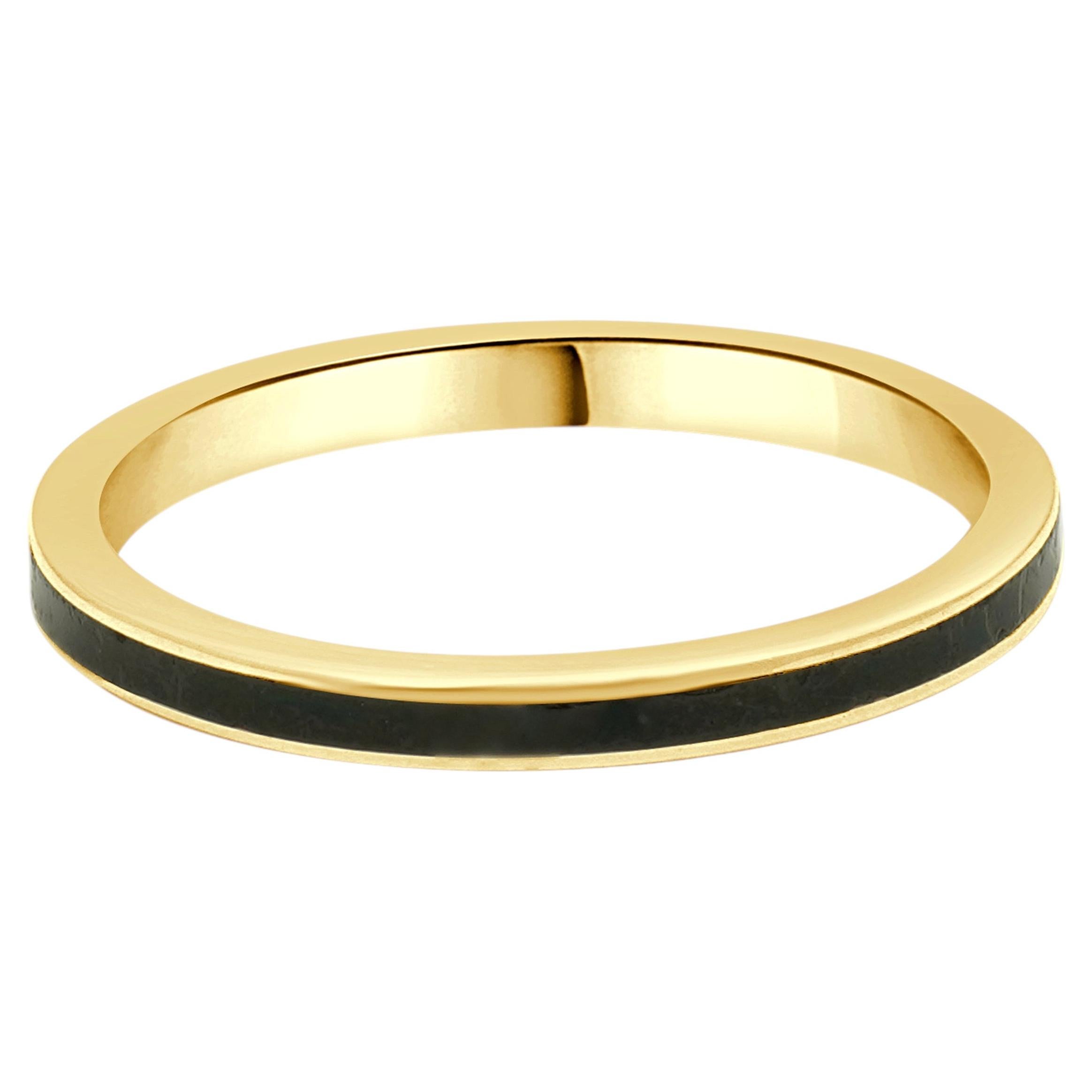 14 Karat Yellow Gold Black Enamel Band For Sale