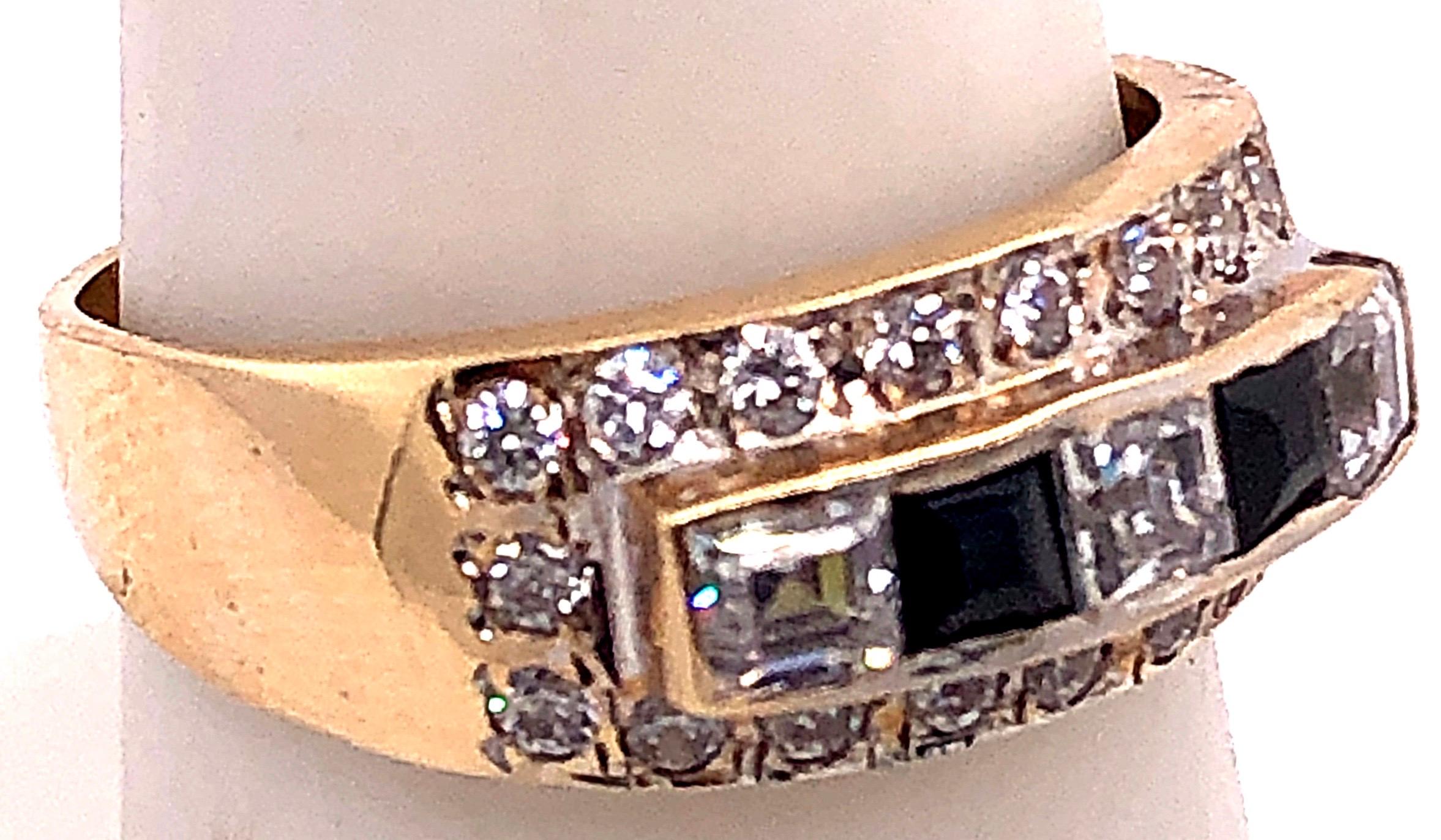 14 Karat Gelbgold Schwarzer Onyx und Diamant Band / Ring Brautring (Moderne) im Angebot
