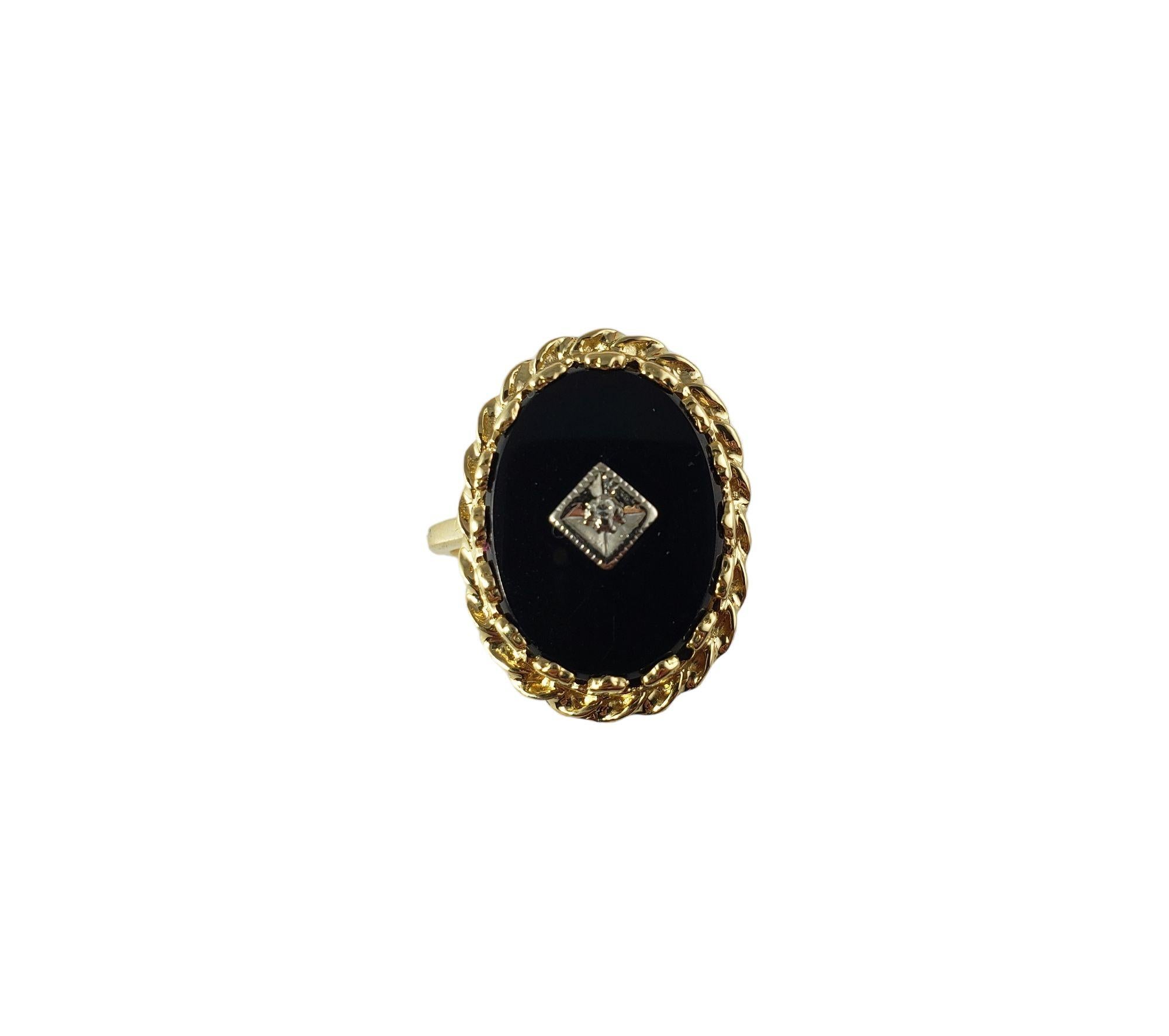 14 Karat Gelbgold Ring mit schwarzem Onyx und Diamanten 1