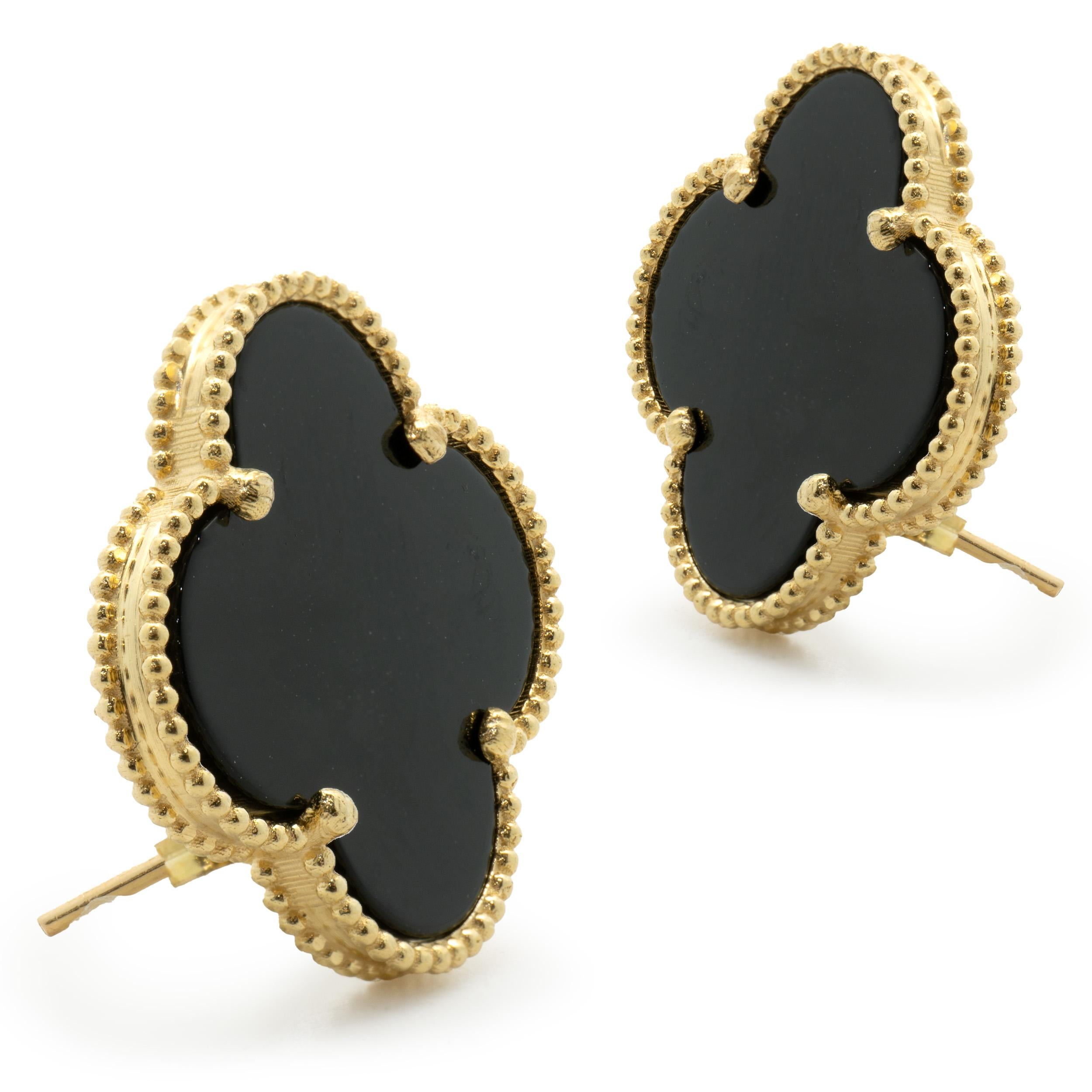 Designer: custom
Material: 14K yellow gold
Dimensions: earrings measure 14 x 18mm
Weight: 6.99 grams