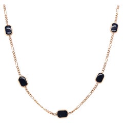 14 Karat Yellow Gold Black Onyx Figaro Necklace