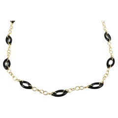 14 Karat Yellow Gold Black Onyx Necklace