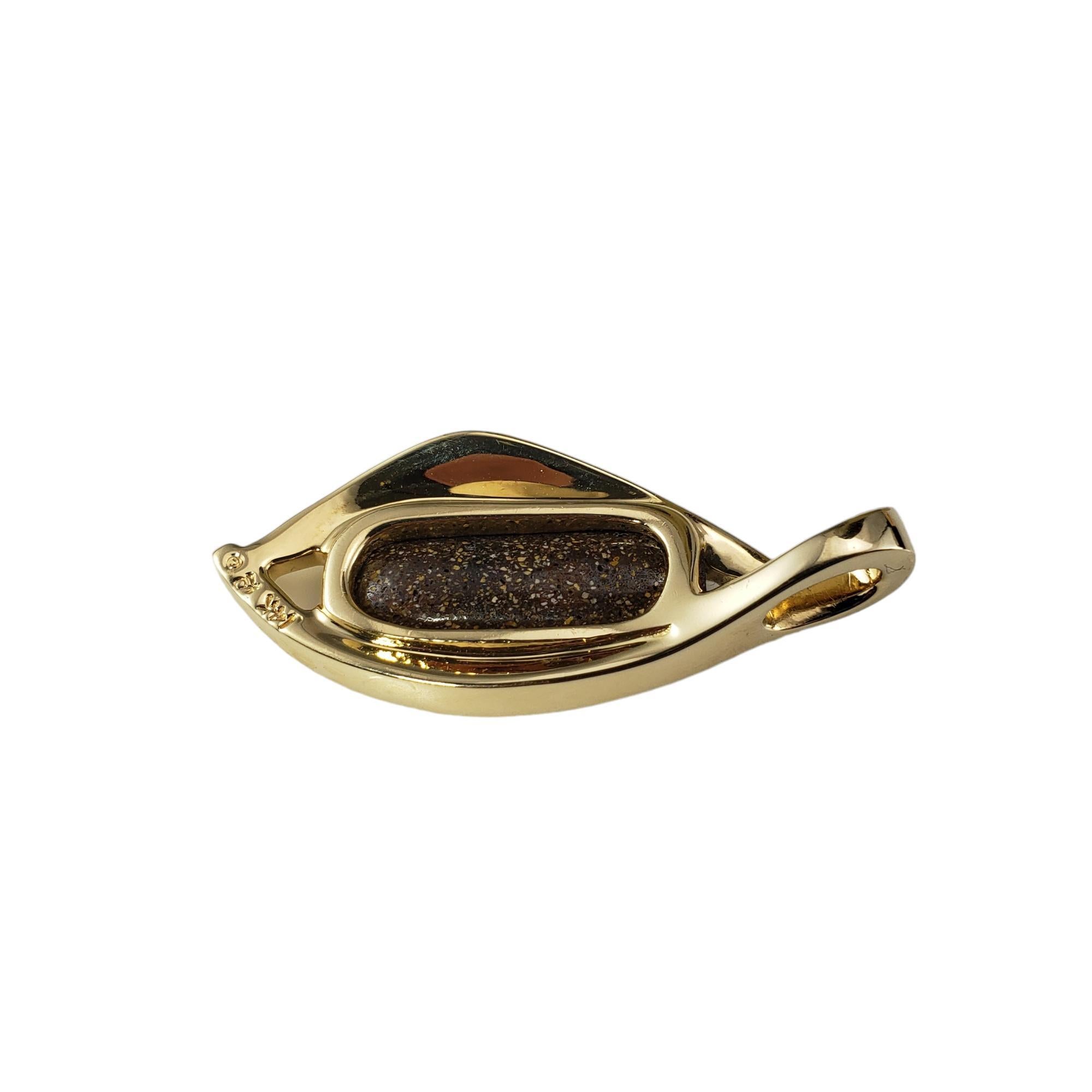 Women's 14 Karat Yellow Gold Black Opal and Diamond Pendant #17450 For Sale