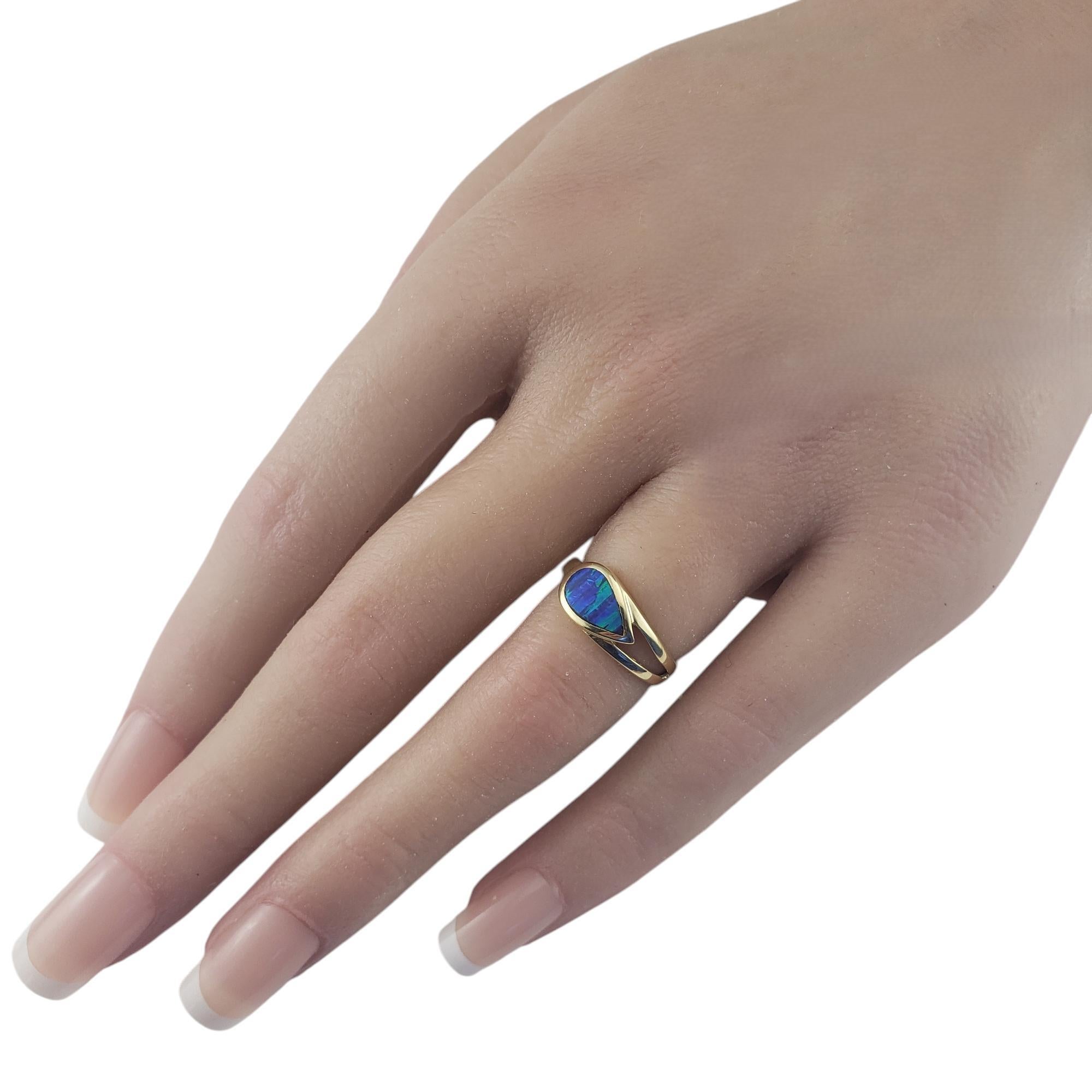 14 Karat Yellow Gold Black Opal Inlay Ring Size 4 #19730 For Sale 2