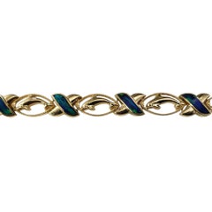 14 Karat Yellow Gold & Black Opal XO Dolphin Bracelet  #18582