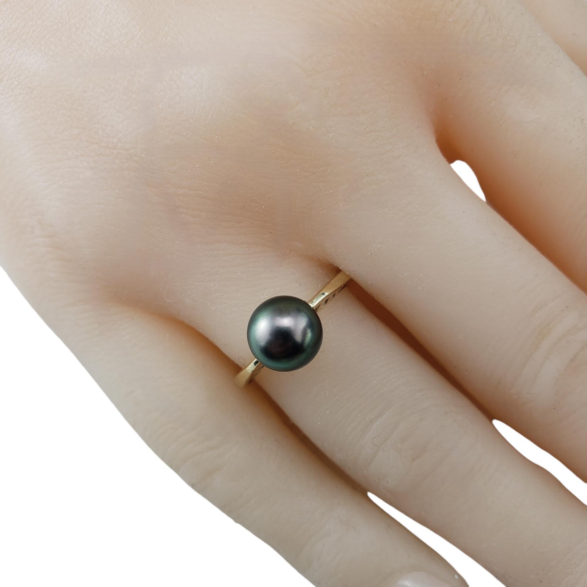 Bague en or jaune 14 carats et perle noire taille 6,25 n°18955 en vente 3