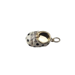 14 Karat Yellow Gold Black Polka Dot Enamel Baby Shoe Charm #21399