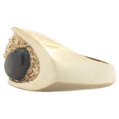 14 Karat Yellow Gold Black Star Sapphire Nugget Style Ring