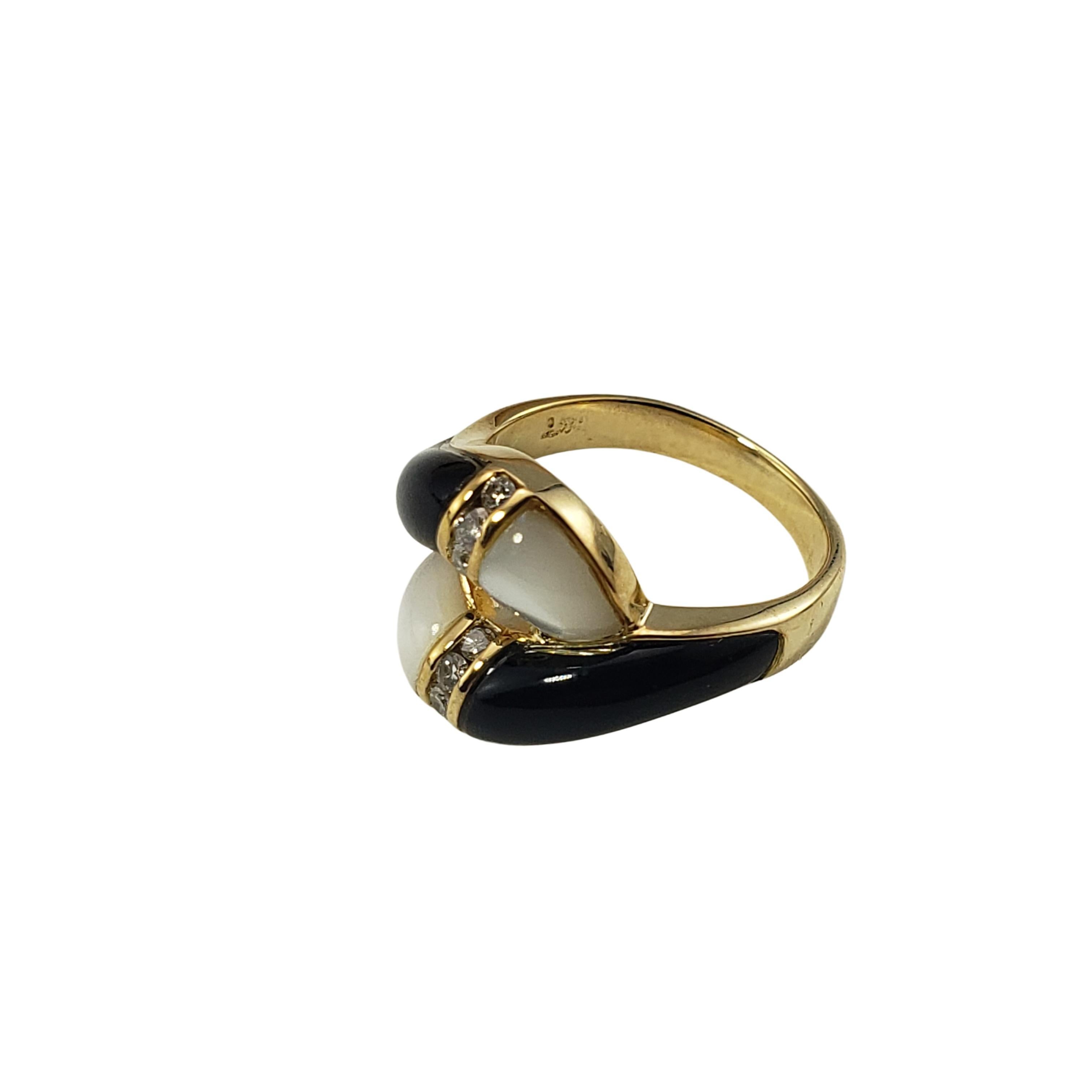 Mixed Cut 14 Karat Yellow Gold Black/White Onyx and Diamond Ring
