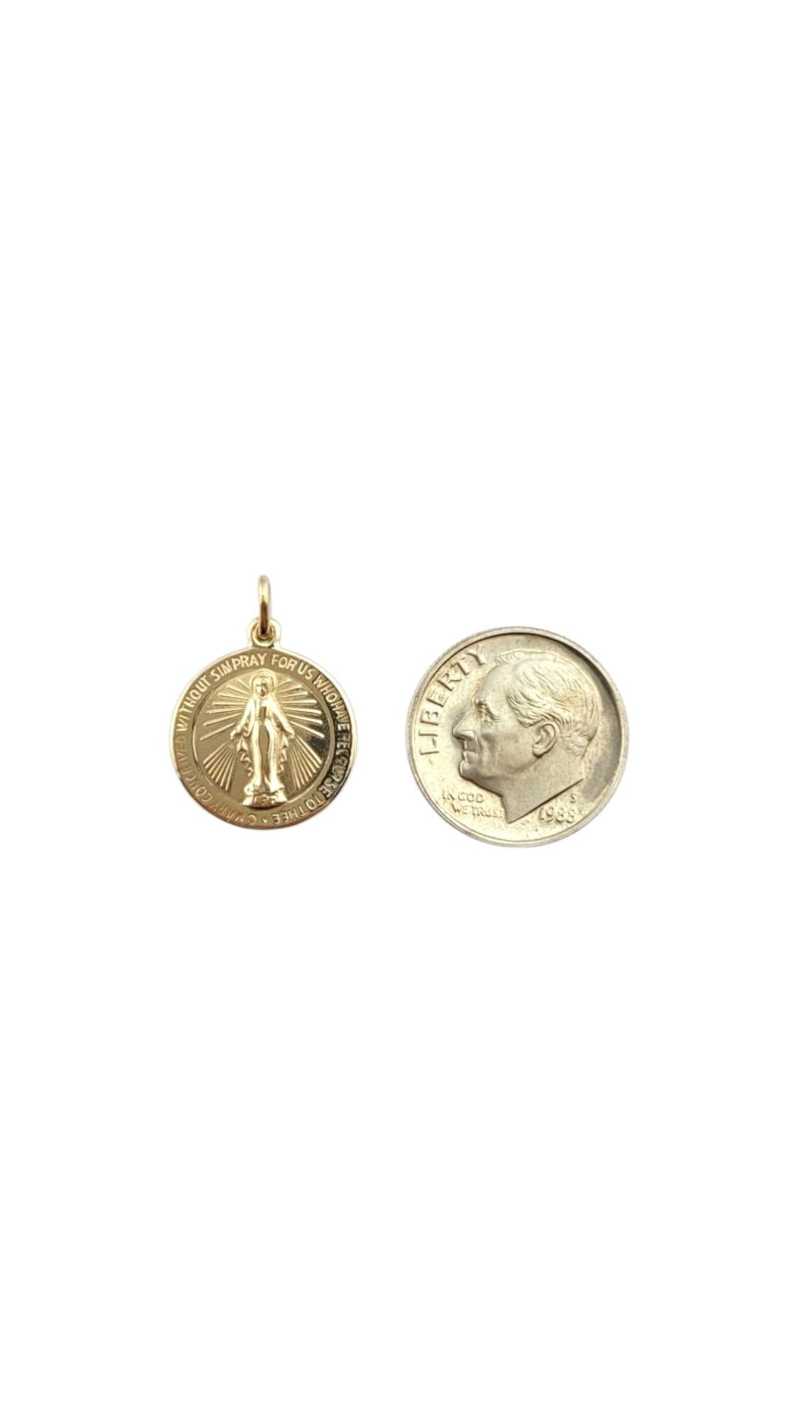 Pendentif Médaille Miraculeuse de la Sainte Mère en or jaune 14 carats #22244 en vente 3