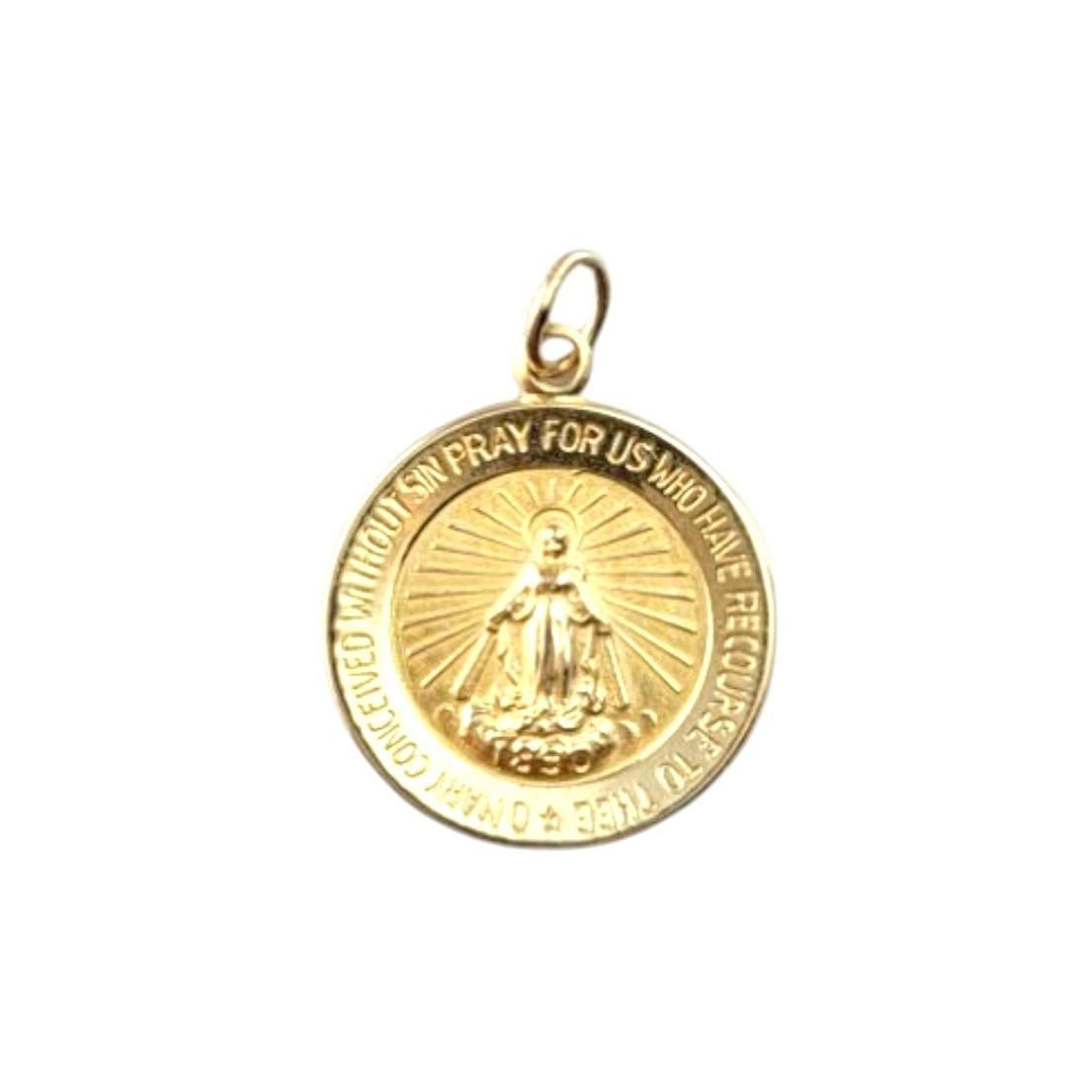 Colgante de oro amarillo de 14 quilates de la Virgen María #21506