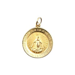 Colgante de oro amarillo de 14 quilates de la Virgen María #21506