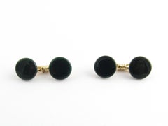 14 Karat Yellow Gold Bloodstone Cufflinks