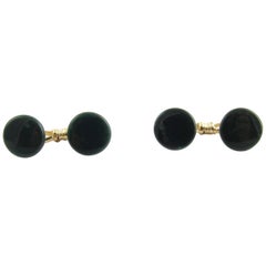 14 Karat Yellow Gold Bloodstone Cufflinks