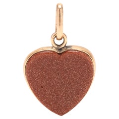 Vintage 14 Karat Yellow Gold Goldstone Heart Charm