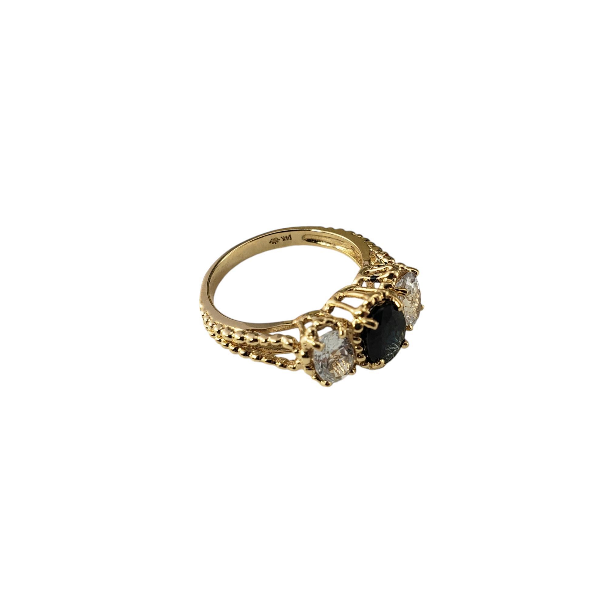 Oval Cut 14 Karat Yellow Gold Blue and White Sapphire Ring Size 6  #18527 For Sale